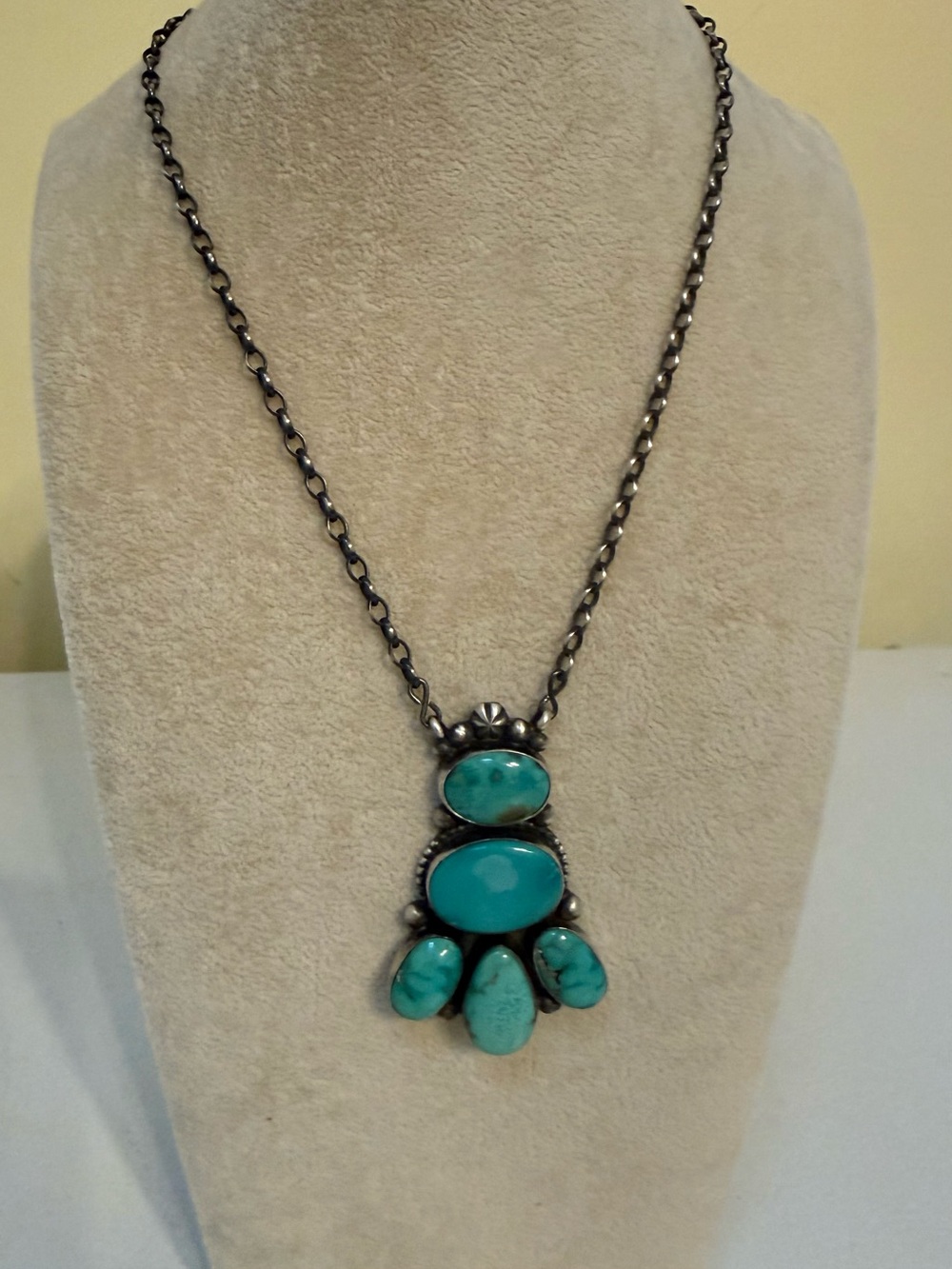 Turquoise Royston Cluster Necklace By Antoinette Martinez